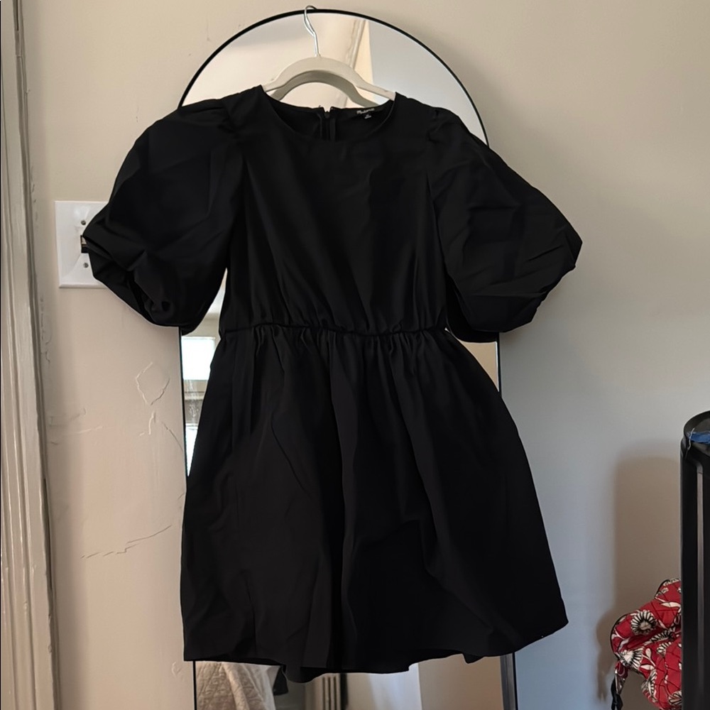 Madewell Black Puff Sleeve Mini Sundress